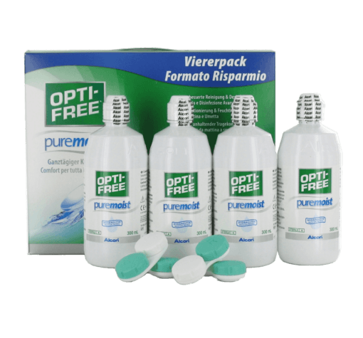 OPTI-FREE puremoist (4x300ml+4 flache Behälter) Viererpack