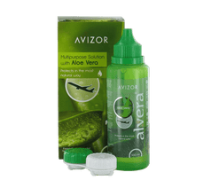 Avizor alvera mit Aloe Vera Reisepack (100ml+1 flacher Linsenbehälter)