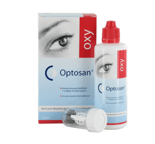 Optosan Oxy Reisepack(100ml+1 Linsenbehälter mit Platindisk)