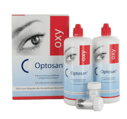 Optosan Oxy (2x360ml+2 Linsenbehälter mit Platindisk)